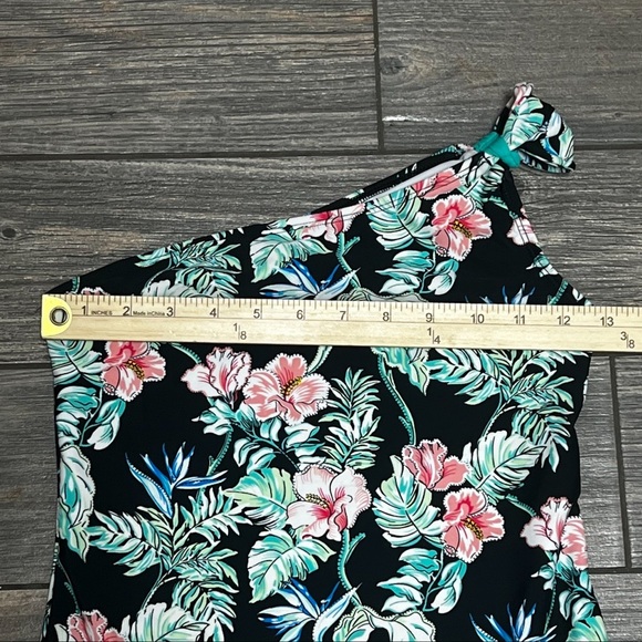 Tommy Bahama One-Piece Swimsuit Girls Size 12 One Shoulder Black Hibiscus Blooms - Picture 10 of 12